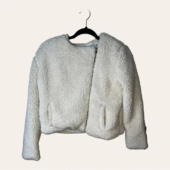 0105W. JACK BY BB DAKOTA SHERPA JACKET FULL ZIP WITH POCKETS SIZE MEDIUM WHITE - Picture 2 of 12